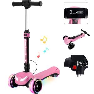 Pink 24V Kids Electric Scooter with 3 Wheels