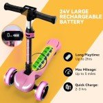 Pink 24V Kids Electric Scooter with 3 Wheels