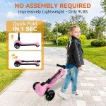 Pink 24V Kids Electric Scooter with 3 Wheels