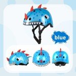 Atphfety Kids Adjustable Bike Helmet - Blue Dinosaur