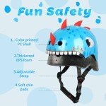 Atphfety Kids Adjustable Bike Helmet - Blue Dinosaur