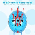 Atphfety Kids Adjustable Bike Helmet - Blue Dinosaur