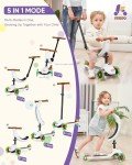 KRIDDO Kids 5-in-1 Folding Scooter with Lights