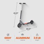 Mongoose Trace 180 Kick Scooter for Youth Adult Boys and Girls, Lightweight, Quick-Release & Easy Folding Scooter, With 180mm Wheels, Kickstand, Grey/Red