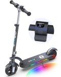 Gyroor Kids Electric Scooter with 180W Motor & LED Visible Display, Colorful Lights, Adjustable Speed and Height, 10 Mph & 10 Miles Range Electric Scooter, Electric Scooter for Kids Ages 8-12