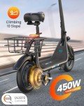 Gyroor Foldable Electric Scooter with Seat, 20-Mile Range