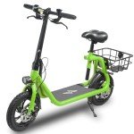 Phantomgogo Commuter R1 - Electric Scooter for Adults - Foldable Scooter with Seat & Carry Basket - 450W Brushless Motor 36V - 15MPH 265lbs Max Load E Mopeds for Adults (Neon)