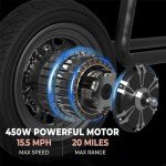 Phantomgogo Commuter R1 - Electric Scooter for Adults - Foldable Scooter with Seat & Carry Basket - 450W Brushless Motor 36V - 15MPH 265lbs Max Load E Mopeds for Adults (Neon)