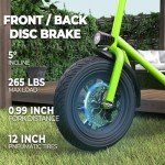 Phantomgogo Commuter R1 - Electric Scooter for Adults - Foldable Scooter with Seat & Carry Basket - 450W Brushless Motor 36V - 15MPH 265lbs Max Load E Mopeds for Adults (Neon)