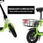 Phantomgogo Commuter R1 - Electric Scooter for Adults - Foldable Scooter with Seat & Carry Basket - 450W Brushless Motor 36V - 15MPH 265lbs Max Load E Mopeds for Adults (Neon)
