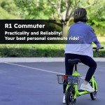 Phantomgogo Commuter R1 - Electric Scooter for Adults - Foldable Scooter with Seat & Carry Basket - 450W Brushless Motor 36V - 15MPH 265lbs Max Load E Mopeds for Adults (Neon)
