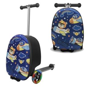 Kids' Scooter Suitcase with LED Wheels, Lightweight & Foldable