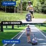 Kids' Scooter Suitcase with LED Wheels, Lightweight & Foldable