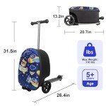Kids' Scooter Suitcase with LED Wheels, Lightweight & Foldable