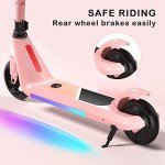 Pink Electric Scooter for Kids 6-10 with Lights