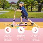 Pink Electric Scooter for Kids 6-10 with Lights