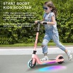 Pink Electric Scooter for Kids 6-10 with Lights