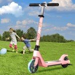 Pink Electric Scooter for Kids 6-10 with Lights