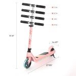Pink Electric Scooter for Kids 6-10 with Lights