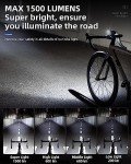 ROCKBROS 1500 Lumens USB-C Rechargeable Bike Light
