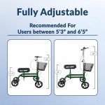 KneeRover Foldable Knee Scooter with Basket - Green