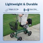 KneeRover Foldable Knee Scooter with Basket - Green