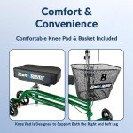 KneeRover Foldable Knee Scooter with Basket - Green