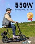 Electric Scooter with Seat, 550W, 20-Mile Range