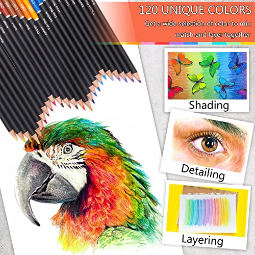 PANDAFLY 150 Colored Pencils Set with Sketchbook