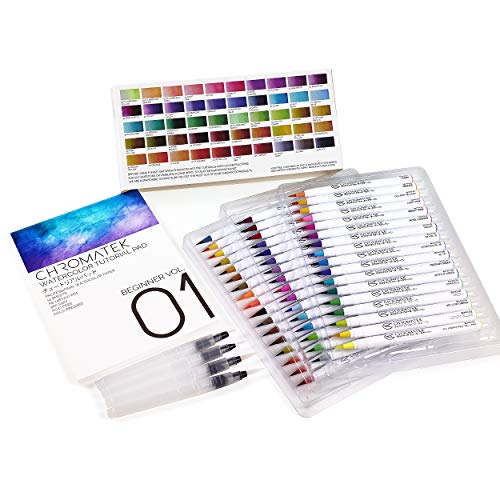 54 Watercolor Pens Set with Online Tutorials | 50 Colors