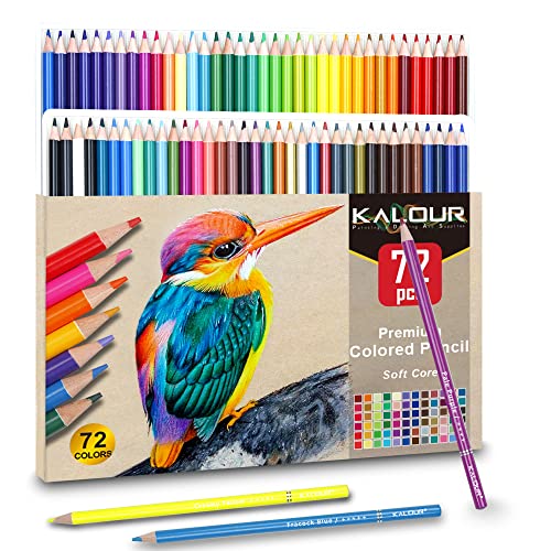 KALOUR 72 Count Colored Pencils - Ideal for Adult Coloring
