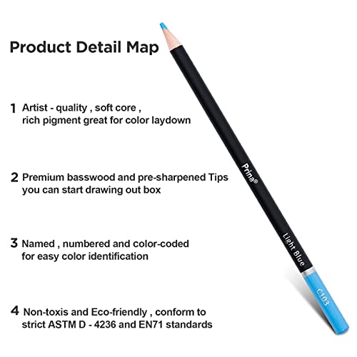 PRINA 120-Color Colored Pencils Set with Sketchbook, Vibrant Artists