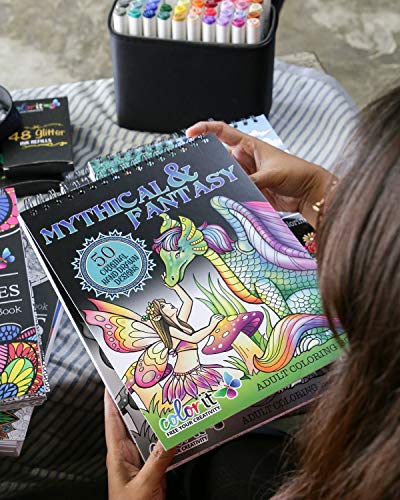 Mythical & Fantasy Coloring Book - 50 Original Hand Drawn Designs