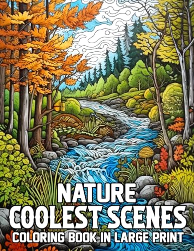 Beautiful Nature Scenes: Large Print Coloring Book
