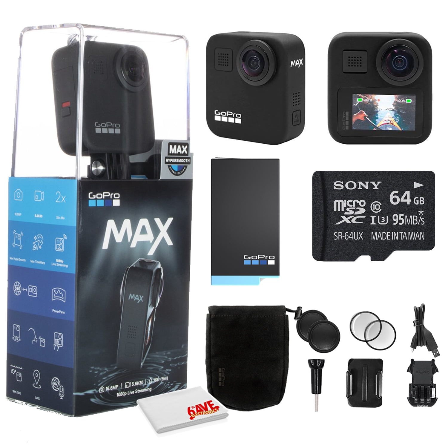 GoPro MAX 360 Waterproof Action Camera Bundle