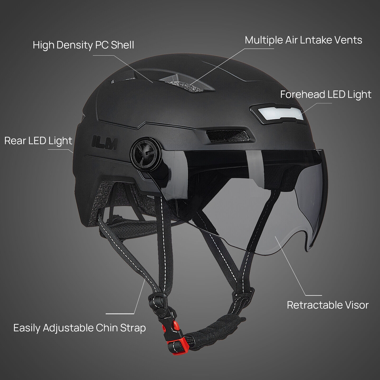 ILM LED Bike Cycling Helmet for Men Women