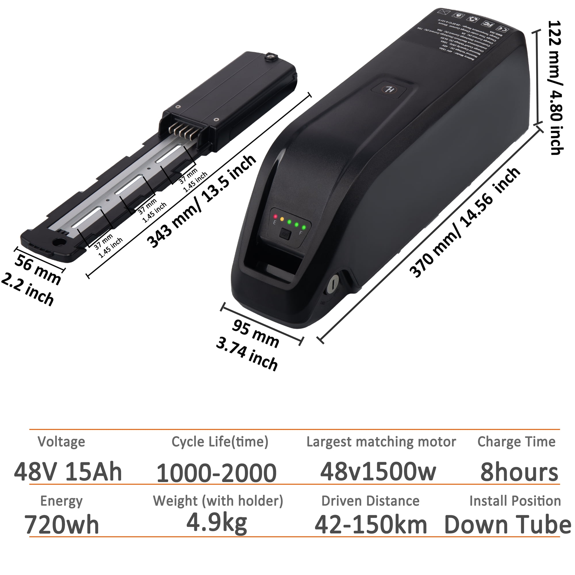 High-performance 48V Ebike Lithium Battery (1500W)