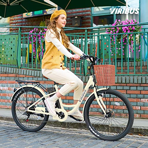 Viribus Women's Electric Bike: 26" White City Cruiser