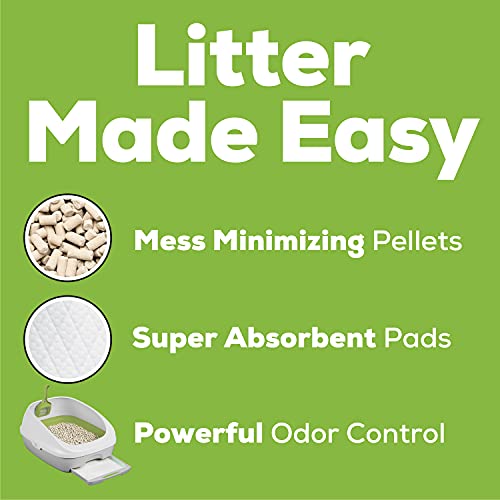 Hooded Cat Litter Box with Pellets & Pads