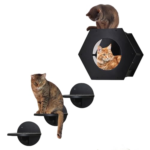 Modern wall furniture for cats, 1 shelf & 3 steps