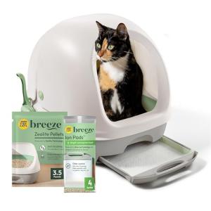 Hooded Cat Litter Box with Pellets & Pads
