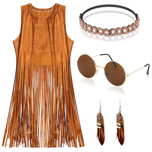 Retro Hippie Fringe Vest Set for Women