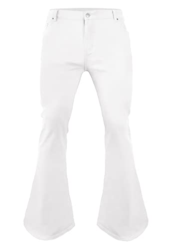 70s Men's Vintage Bell Bottom Pants - Retro White