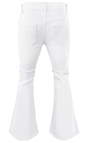 70s Men's Vintage Bell Bottom Pants - Retro White