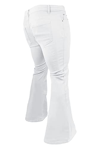 70s Men's Vintage Bell Bottom Pants - Retro White