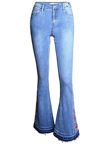 Women's Embroidered Bell Bottom Jeans Blue Size 14/L