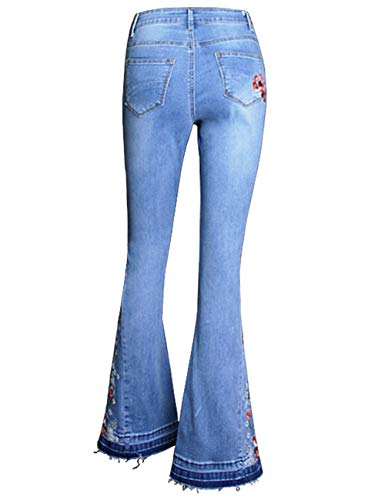 Women's Embroidered Bell Bottom Jeans Blue Size 14/L