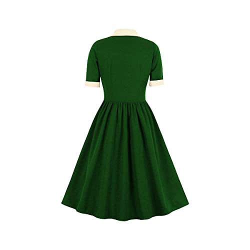 Green A-line 1940s Retro Dress