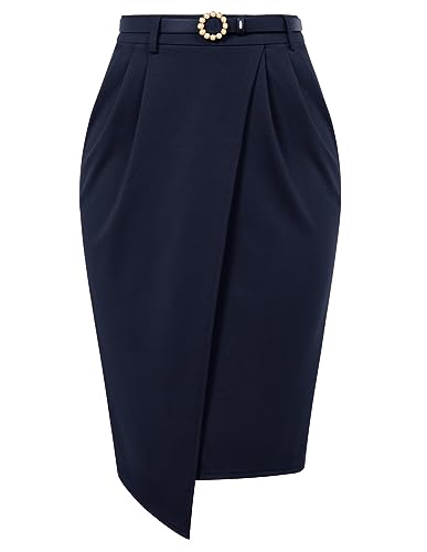 Belle Poque Navy Blue High Waisted Pencil Skirt