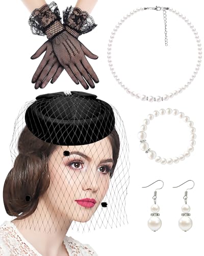 Black Veiled Fascinator Hats - Vintage Retro Women's Headwear